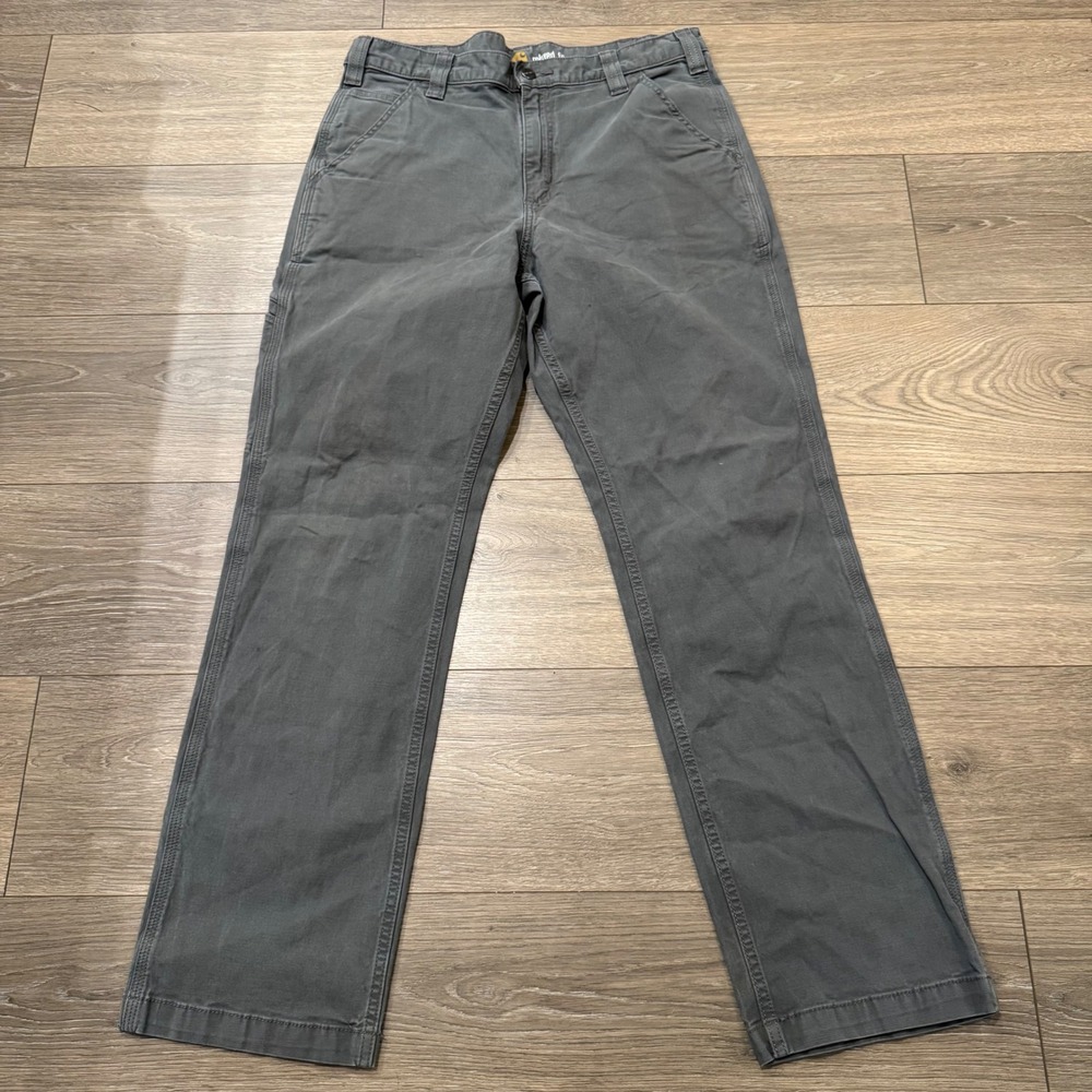 Carhartt Men 34x32 Relaxed Fit Work Pants Gravel Gray Canvas Stretch